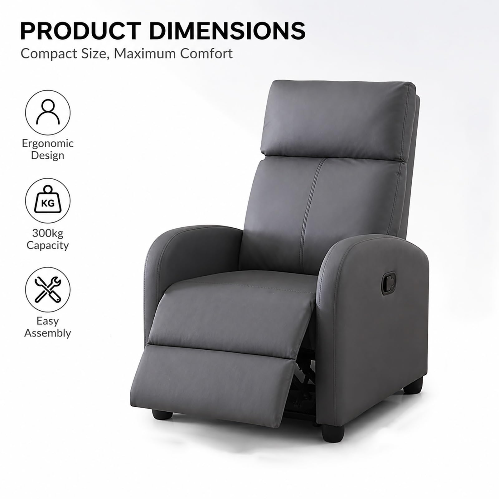 Liegesessel, Sessel mit Hoher Rückenlehne, Dick Gepolsterter Sitzfläche und Lendenstütze, Liegesofa für Wohnzimmer, Empfangs- und Wartebereiche(Light Gray)