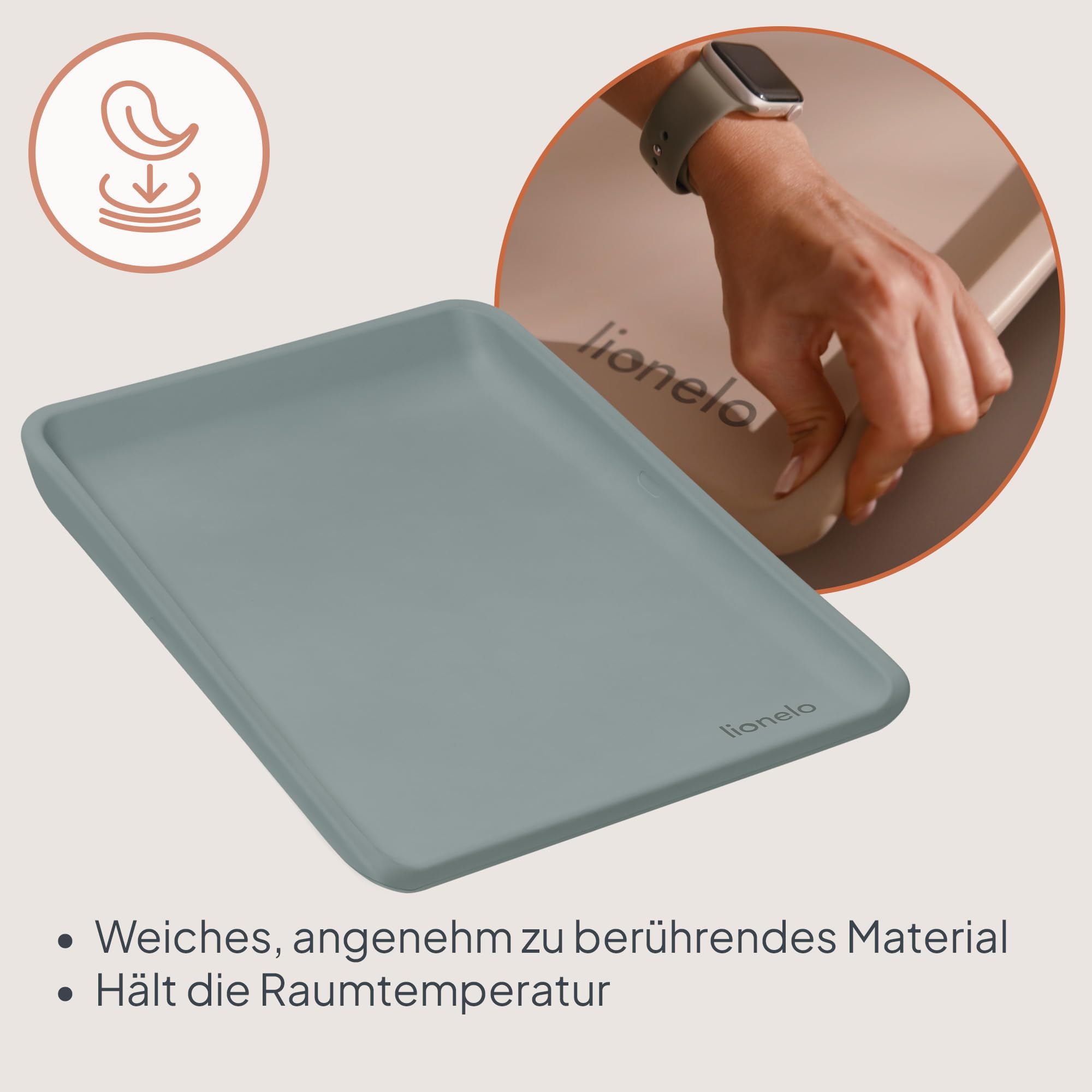 Lionelo Megs Wickelauflage für Wickeltische, wasserdicht, waschbar, multifunktional, weicher PU-Schaum, ca. 50 x 70 cm, sicher, rutschfest, Designer