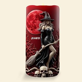 Personalized Witch LED Candle Gift for Women, Custom Name Magical Decor for Witch Lovers, Unique Halloween Devil Flameless Led Candle Home Bedroom Decoration