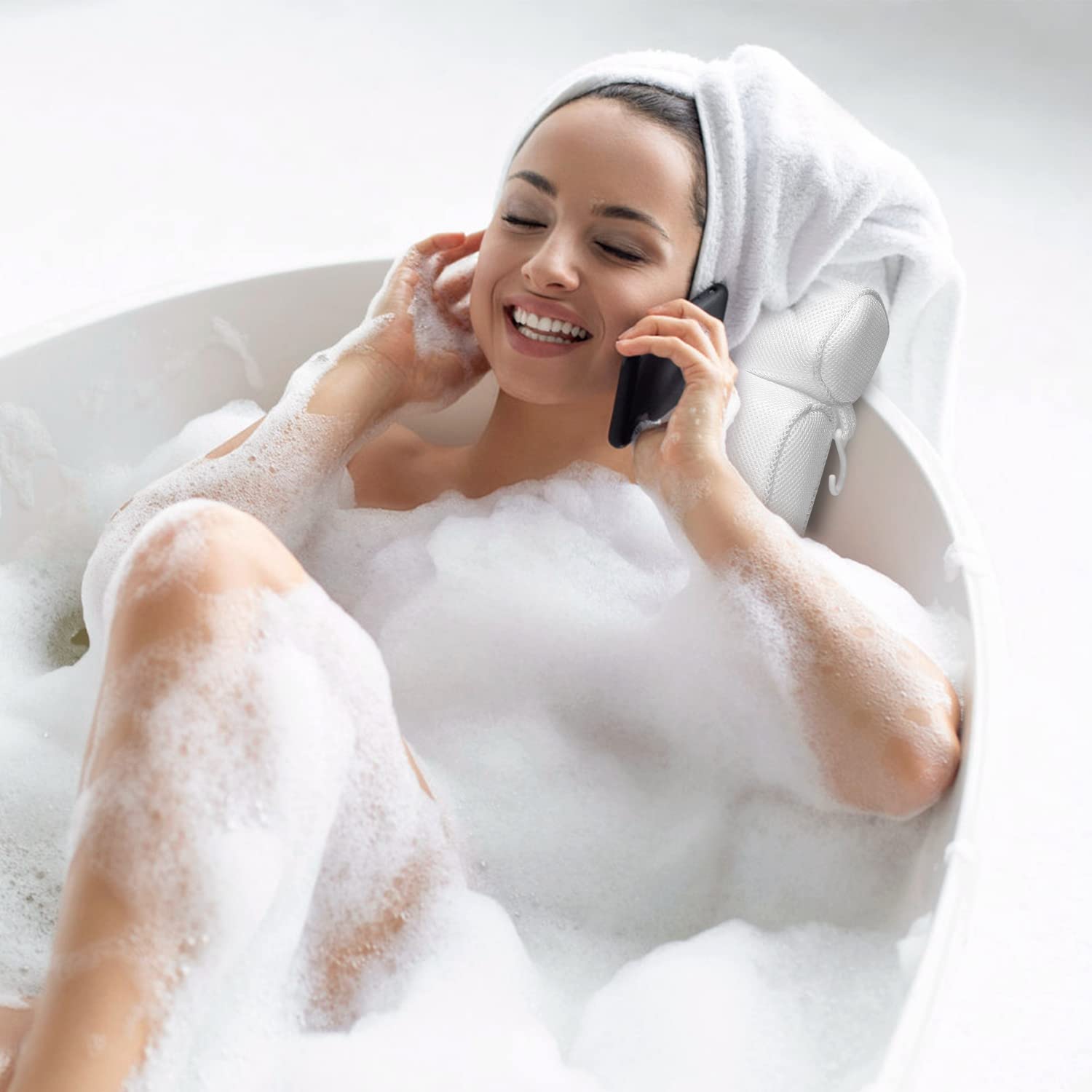 3D Mesh Bath Pillow Spa Breathable Bathtub Cushion Neck Back Support Tub Suction