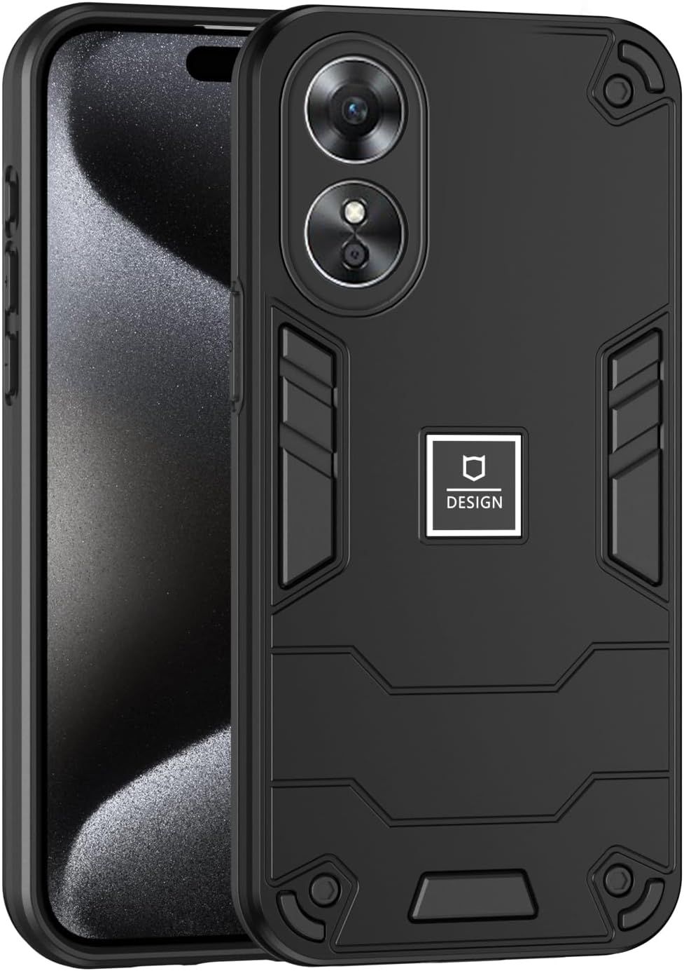 Generic Compatible with Oppo A78 4G Case,Compatible with Oppo A78 4G CPH2565 Hard PC+TPU 2 in 1 Shockproof Camera Protection Case Covereen Black