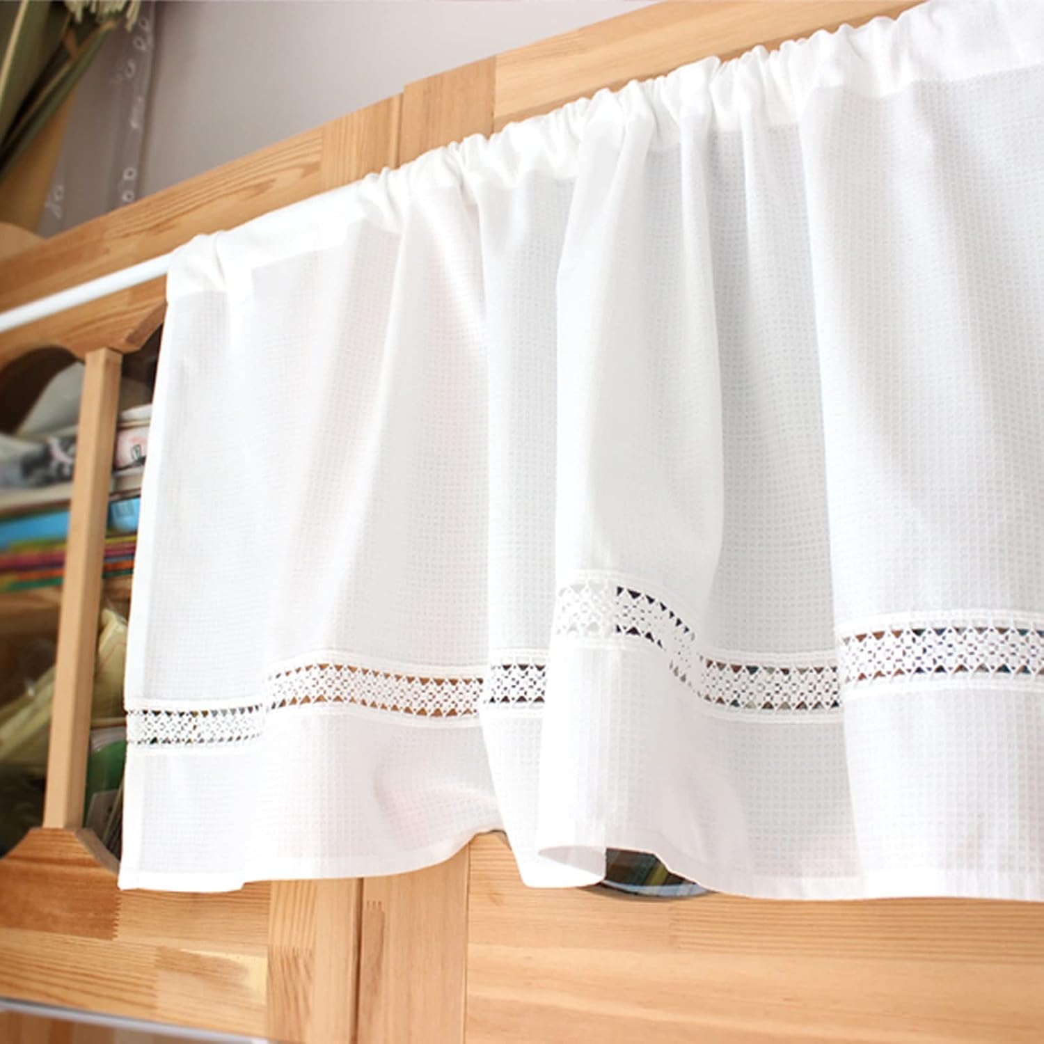 V3VOGUE Short Curtains Short Curtain Curtains Simple Style Half Window Curtain for Cafe Kitchen Door Cupboard Sink Dustproof Curtain 1 Piece W 150 x H 45 x 75 cm