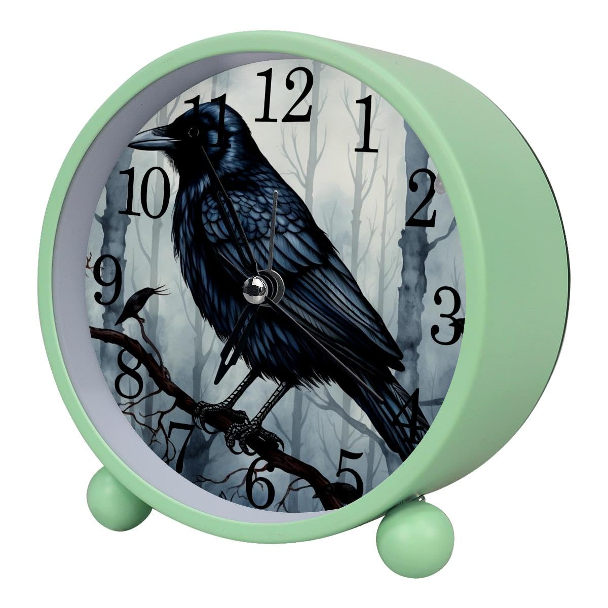 Luoweisi Alarm Clock Raven, Silent Non-Ticking with Night Light