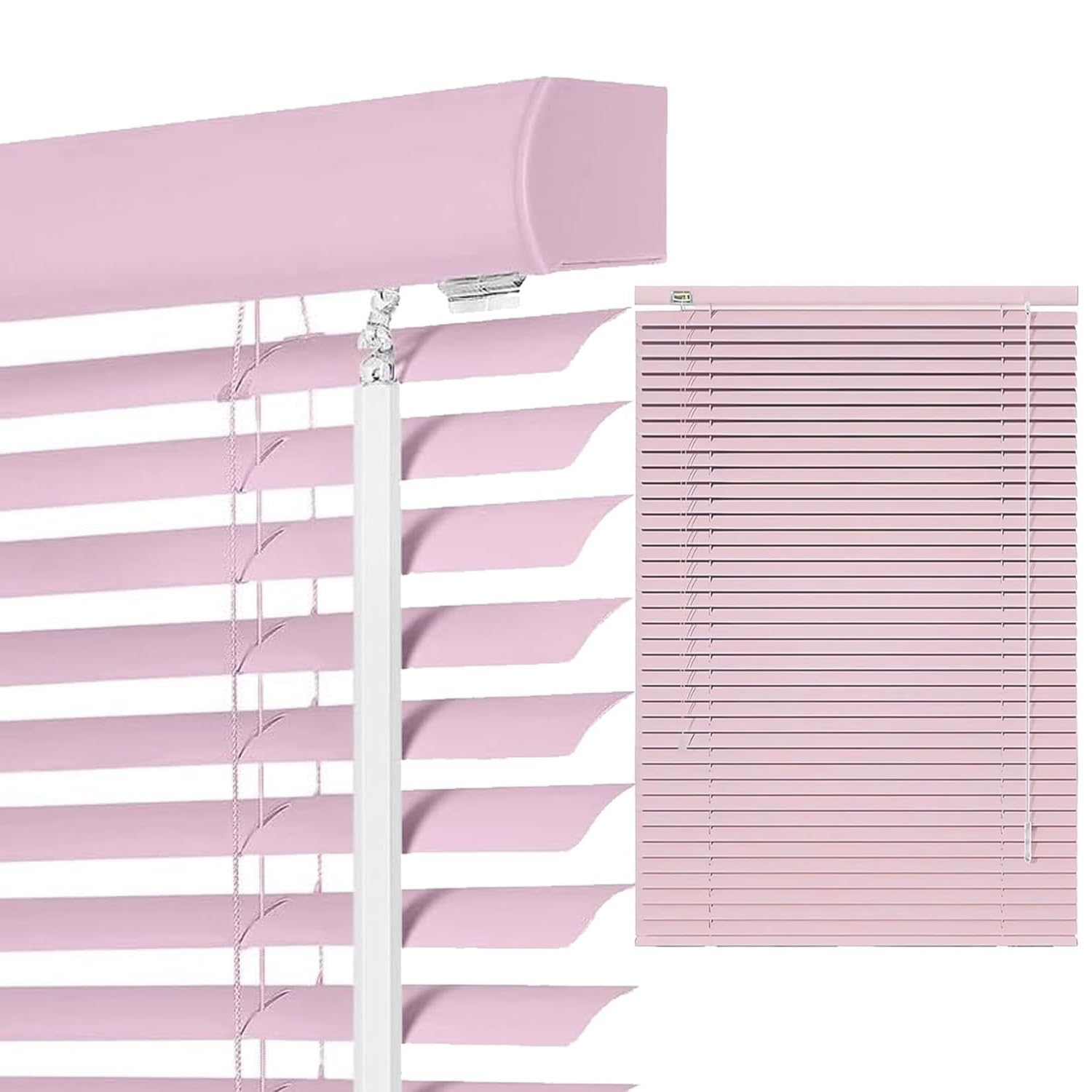 Easy Fit Aluminum Venetian Blind Blinds Window - 25mm Horizontal Slats for Home Window Treatment Shutters, with Aluminium Headrail & Matching Facia, No Drill No Tools(Pink)