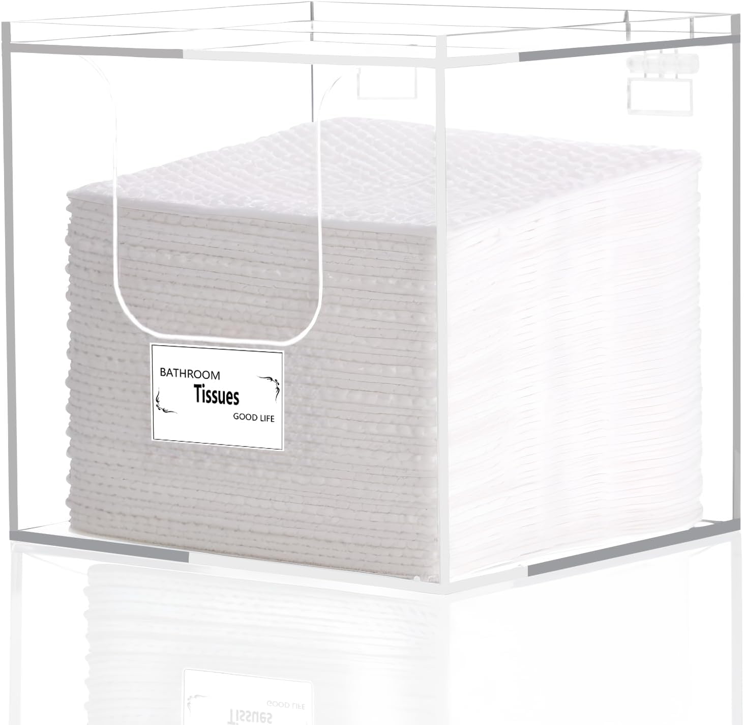 Disposable Face Towel Holder Box, Acrylic Storage Box for Face Towels XL, Makeup Organizer with Lid, Clear Acrylic Face Towel Holder for Bathroom, Vanity Makeup