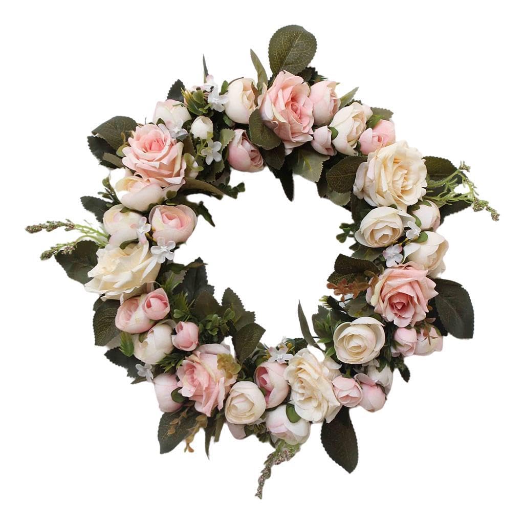 YIXANNX Vibrant Rose Garland Artificial Eucalyptus Wreath Stunning Decoration Front Door Window Celebrations Fashionable Home Decor Front Door Hanging Wall