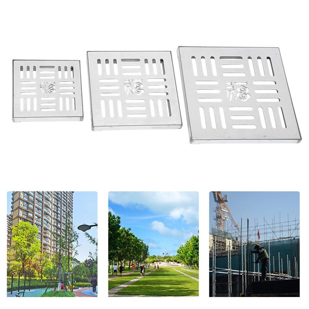 Grille de vidange extérieure en acier inoxydable, carrée, avec cadre, pour vidange de sol de patio (300 x 300 x 20 x 2 mm)