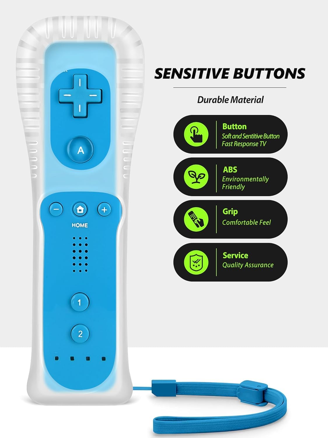CLVIZCXOM 2 set telecomando Fit per Wii/Wii U con MotionPlus (rosso e blu) | 2 telecomandi + 2 nunchuk + 2 custodie + 2 cinghie, compatibile con console Nintendo