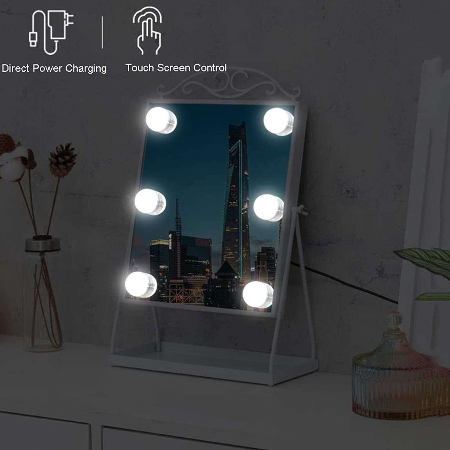 specchio per il trucco Specchio per il trucco Specchio illuminato Luce di riempimento intelligente a tre colori Lampadina per dormitorio per studenti Illuminata Luce per trucco di bellezza Luce di rie