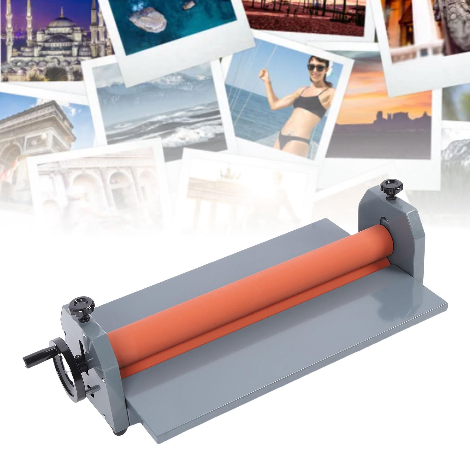 Alomejor Macchina Plastificatrice a Freddo Laminatrice a Freddo Manuale Stabile per Pellicole Fotografiche in PVC da 25,6 Pollici per Ufficio Scuola, Gomma 1 X Plastificatrice a Manuale3 X