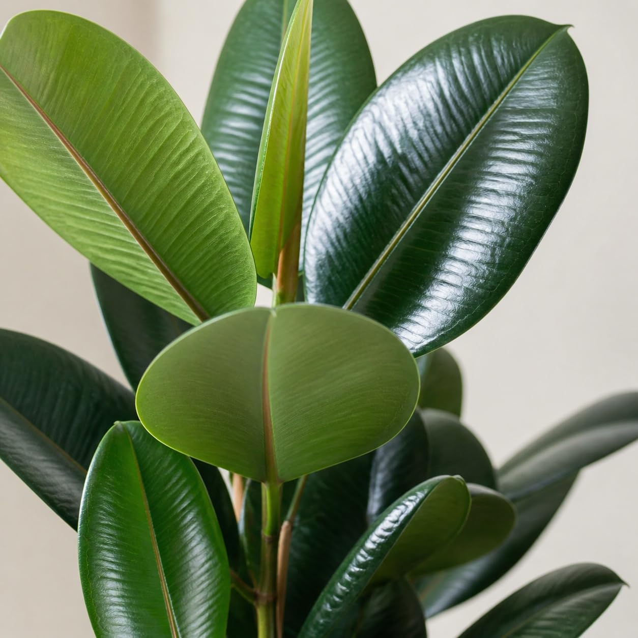 Gummibaum - pflegeleichte Zimmerpflanze, Ficus elastica 'Robusta' - Höhe ca. 70 cm, Topf-Ø 21 cm