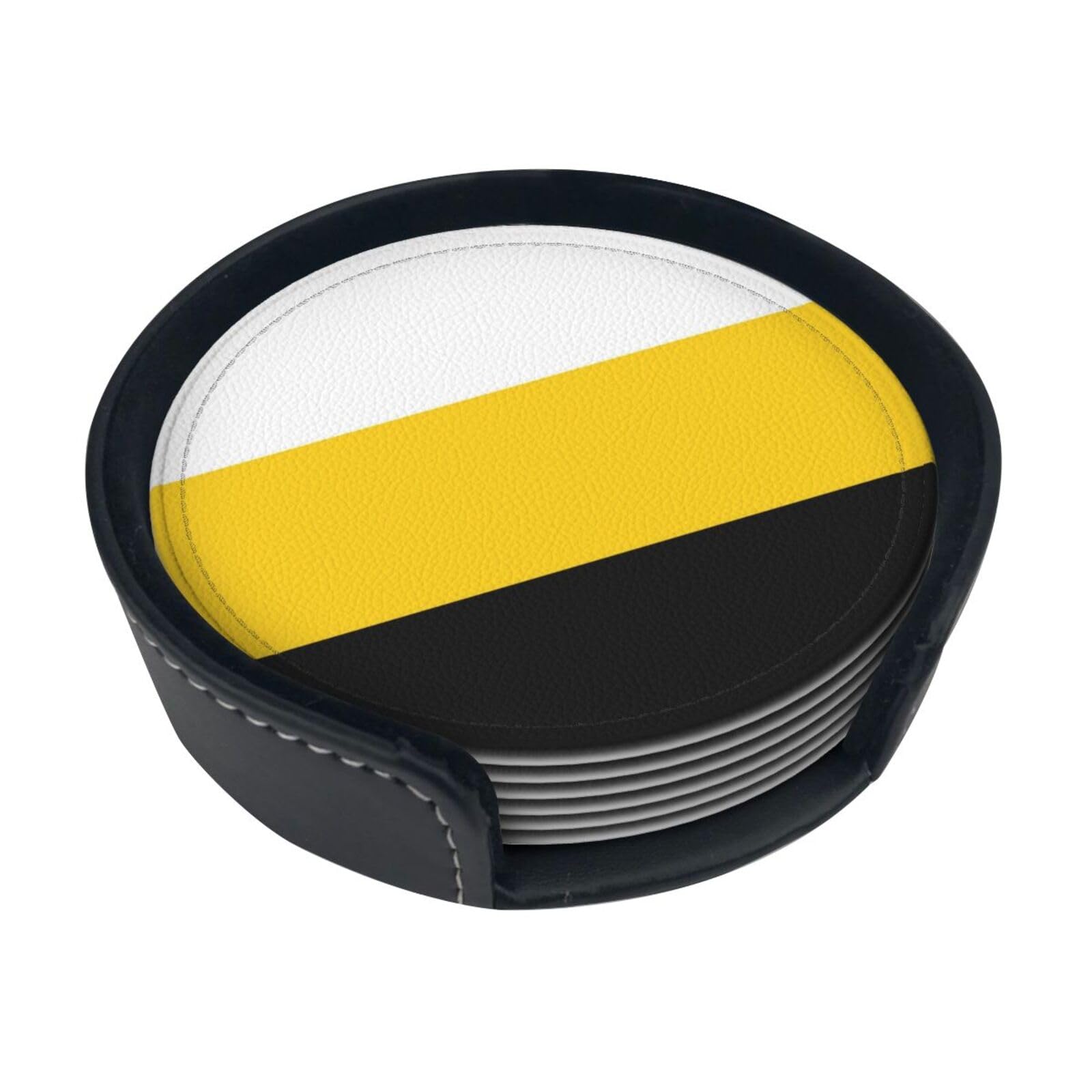 Perak State Flag Leather Coasters-Set of 6 with Storage Holder