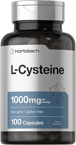 L Cysteine 1000 mg 100 cápsulas en polvo Suplemento sin OMG sin gluten por Horbaach