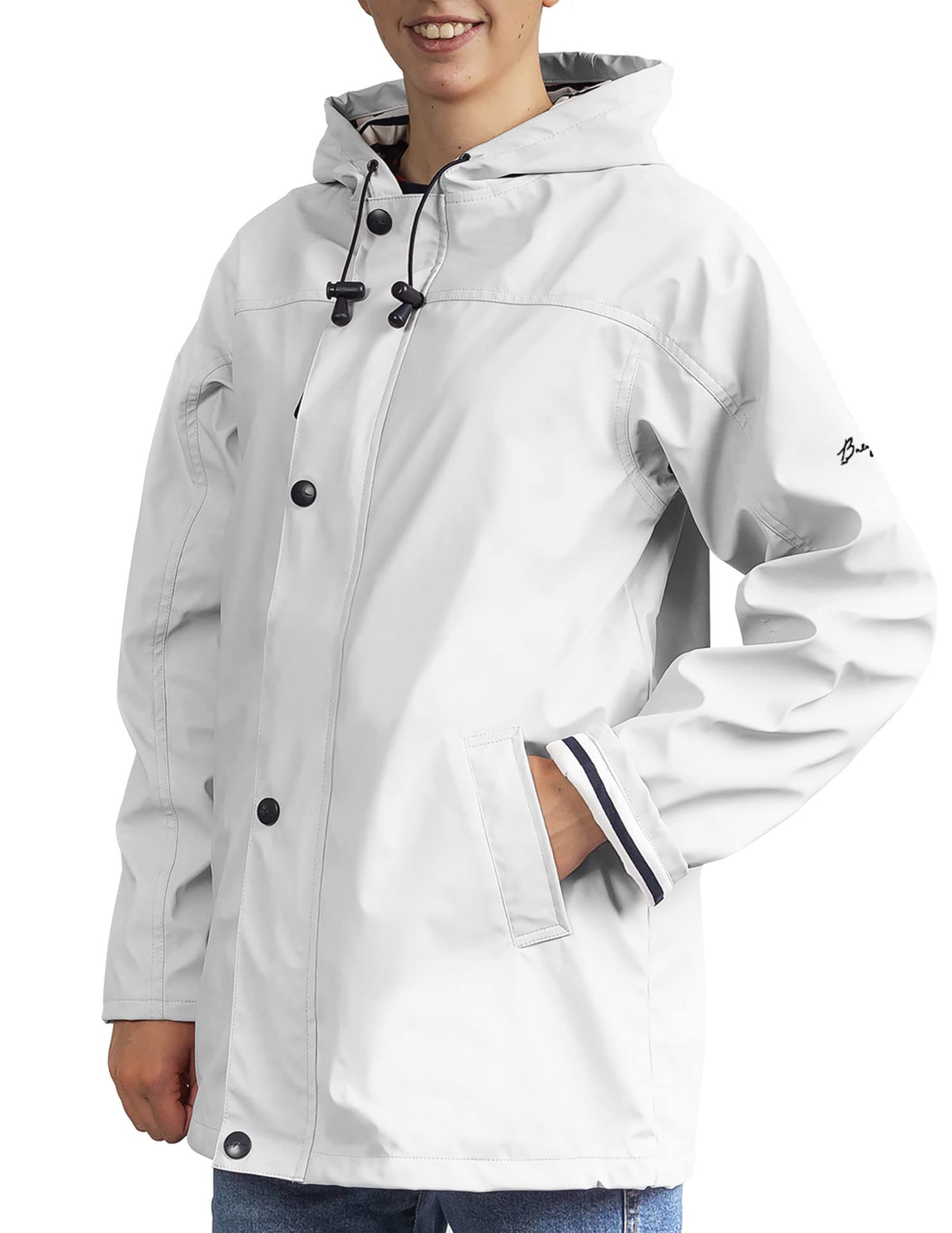Breizh Ocean - Ciré, Veste Imperméable Femme, du XS au 4XL, Création Française ARMOR - Veste Femme avec Intérieur Rayé de Style Marinière - Manteau Femme