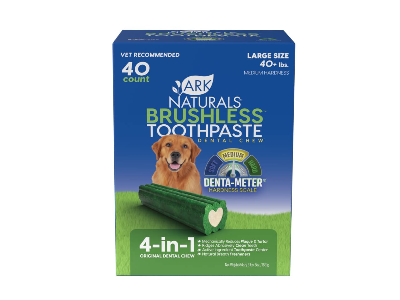 Ark Naturals Brushless Toothpaste, Dog Dental Chews for Large Breeds, Freshens Breath, Unique Texture Helps Reduce Plaque & Tartar, 54oz, 1 Pack