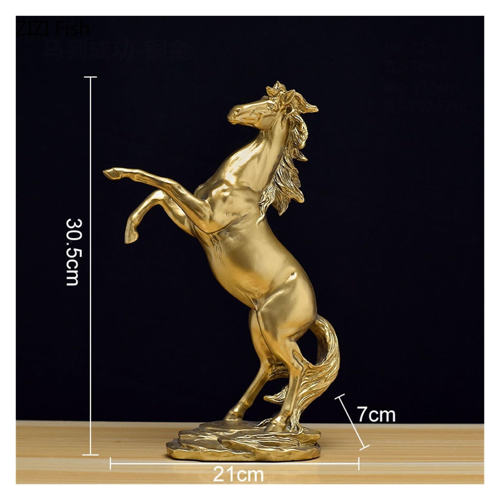 Amazon.co.jp: 金色の馬の像工芸品馬の彫刻樹脂アートワークデスク装飾