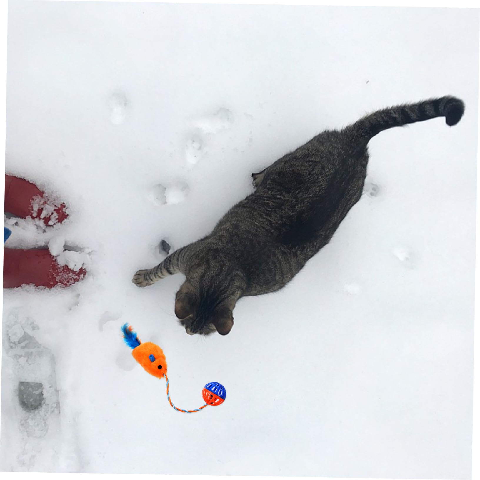 PartyKindom Jouet Interactif pour Chaton avec Souris en Peluche et Balle en Plastique, pour Exercice en Intérieur et Stimulation Ludique des Chats