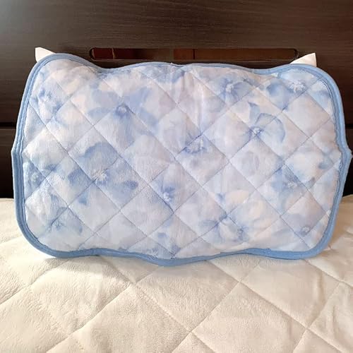 枕パッド 冬 43×63cm 起毛 プリント あったか おしゃれ かわいい ダマスク サンゴマイヤー ピローパッド ベージュ 暖か なめらか 柔らか マクラパッド まくら パッド 洗える 冬用 パット (水彩フラワーブルー)