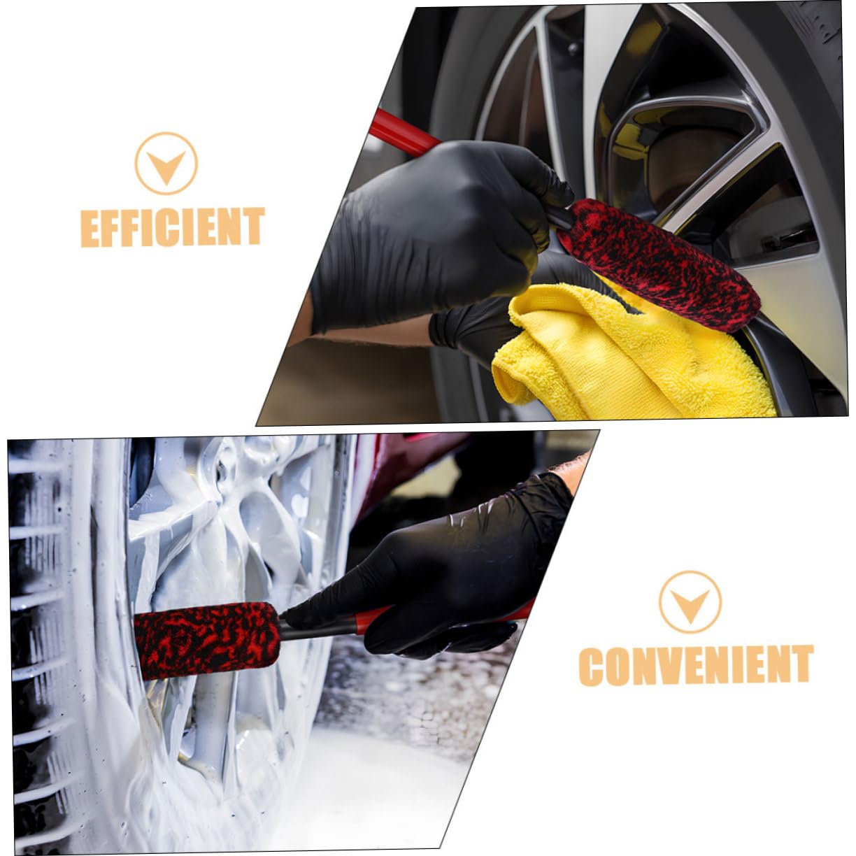 2 Pezzi Spazzole per Ruote Auto Spazzola per Cerchi e Pneumatici con Impugnatura Ergonomica Resistente e Flessibile per Pulizia Profonda e Dettaglio Auto Materiale Durevole