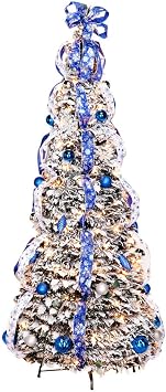 Holiday Peak 6 Snow Frosted Winter Style Pull-Up Tree, Northwoods Greenery | 6 foot, PVC/metal/wire