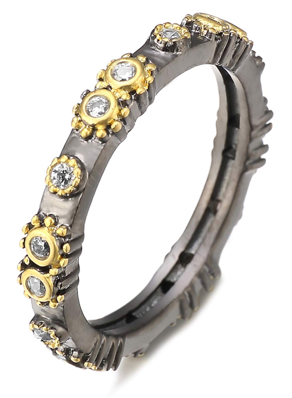 HAMPTON GEMS DESIGNER INSPIRED, 4 STYLES- STACKABLE RINGS, CONTRAST SATIN GOLD & SATIN SILVER