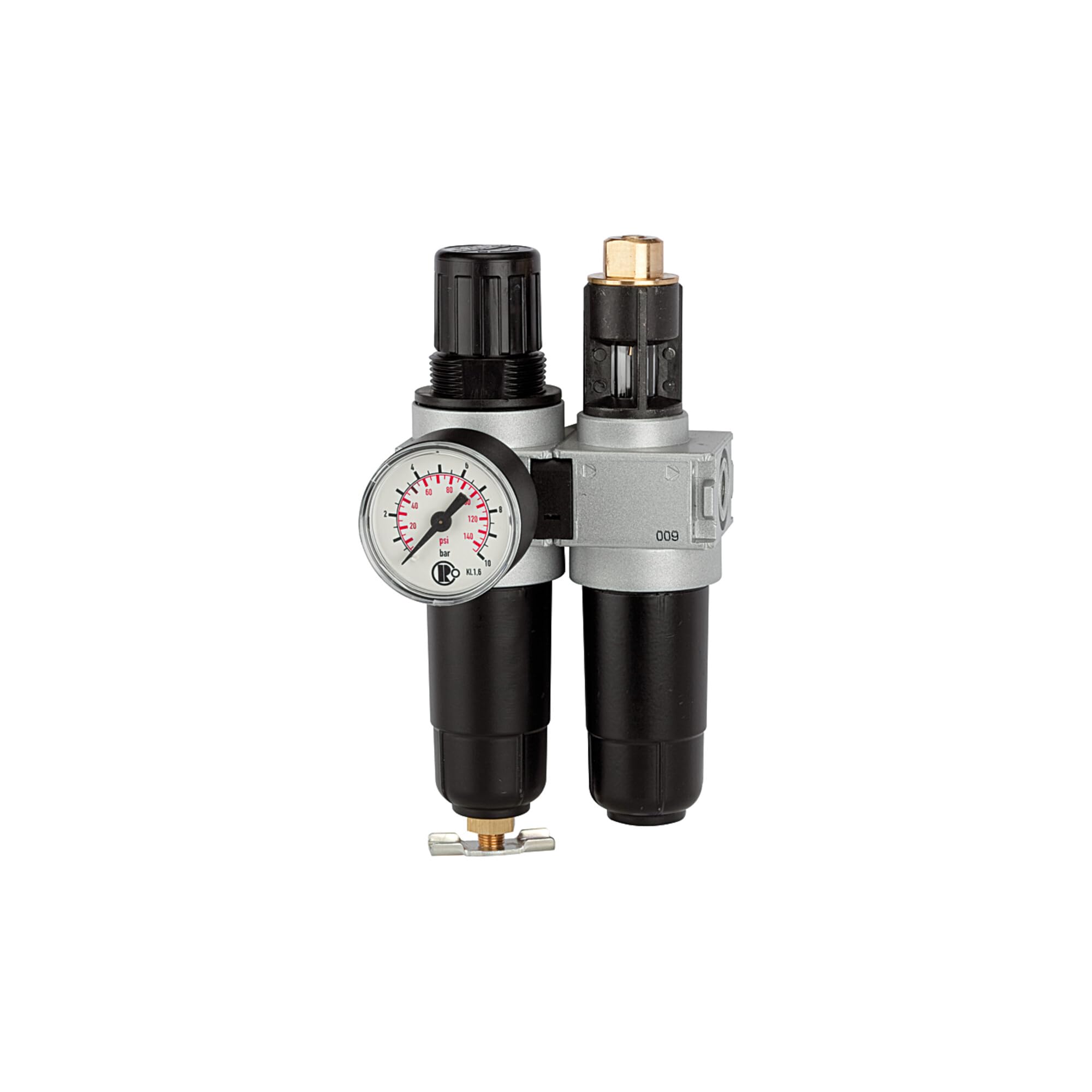 RIEGLER 100397-CL 06 M - Unidad de mantenimiento (2 piezas, con recipiente metálico, G 1/4, 1 unidad)