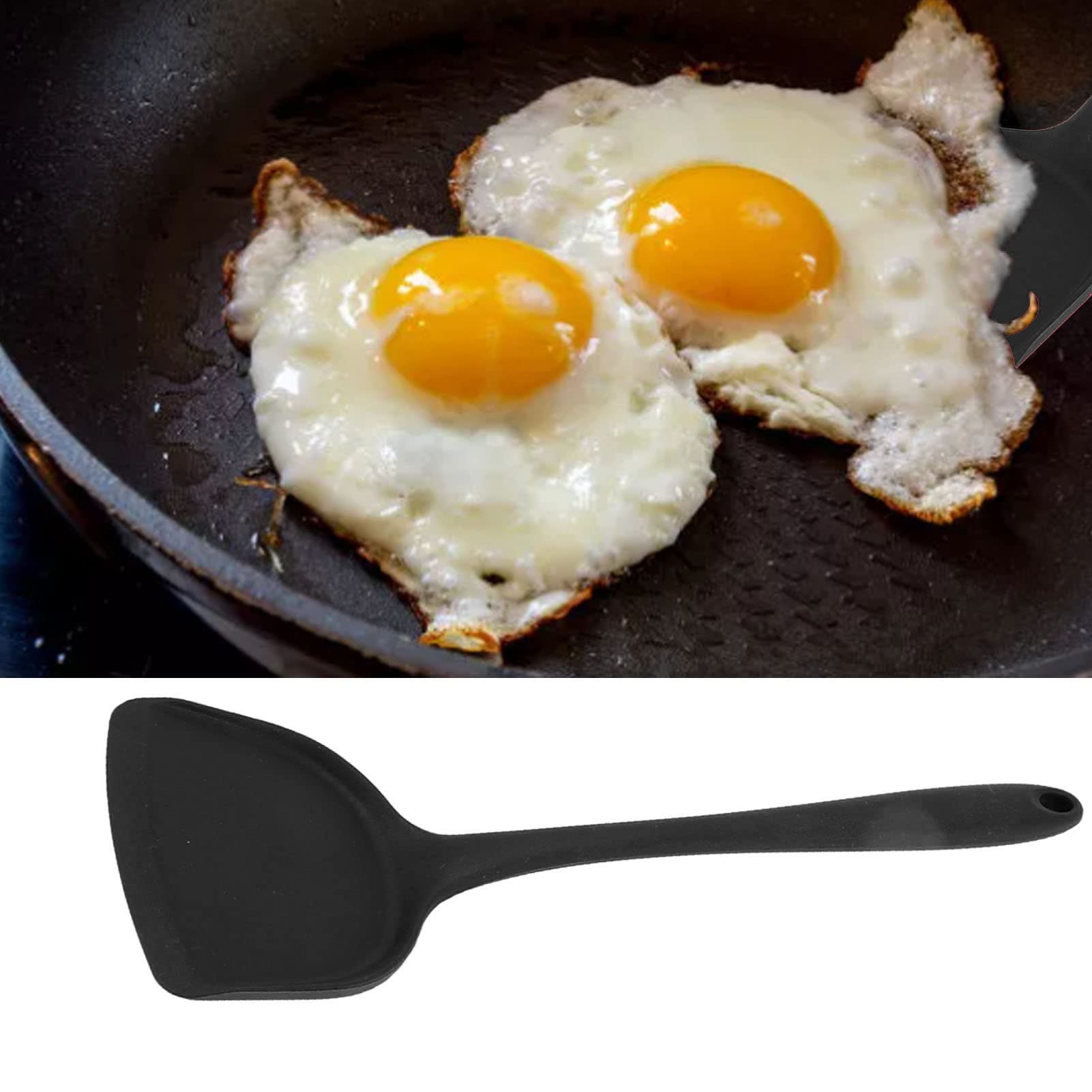 5 Pezzi spatola da Cucina in Silicone spatola da Cucina Utensili da Cucina con Foro per Appendere Le Uova frittata(Nero)