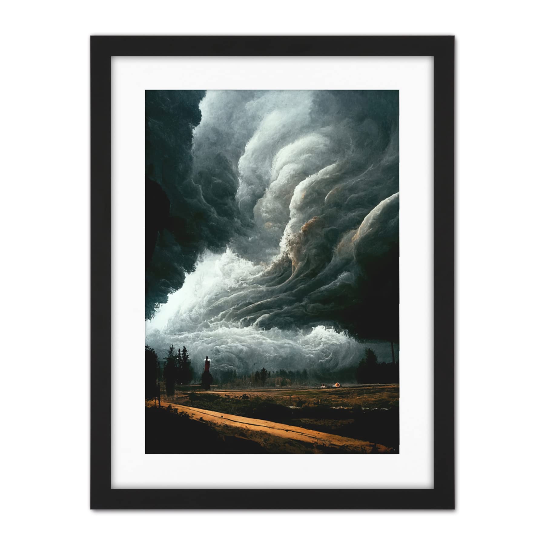 Doppelganger33 LTD The Storm Rolls In Oil Painting Clouds Countryside Artwork Framed Wall Art Print 18X24 Inch