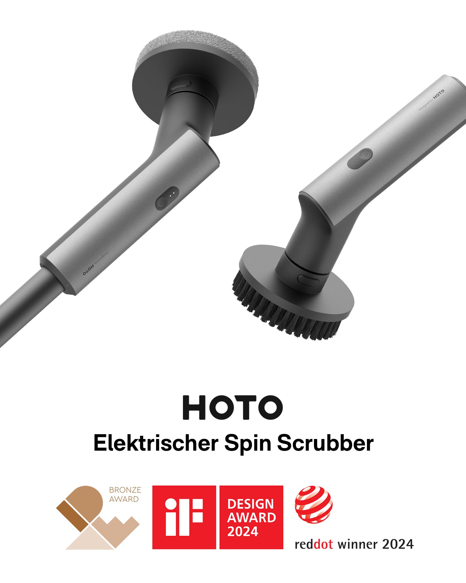 HOTO Wand™ Spazzola Elettrica per Pulizia Fughe e Spazzola Rotante Pulizia Elettronica con manico lungo