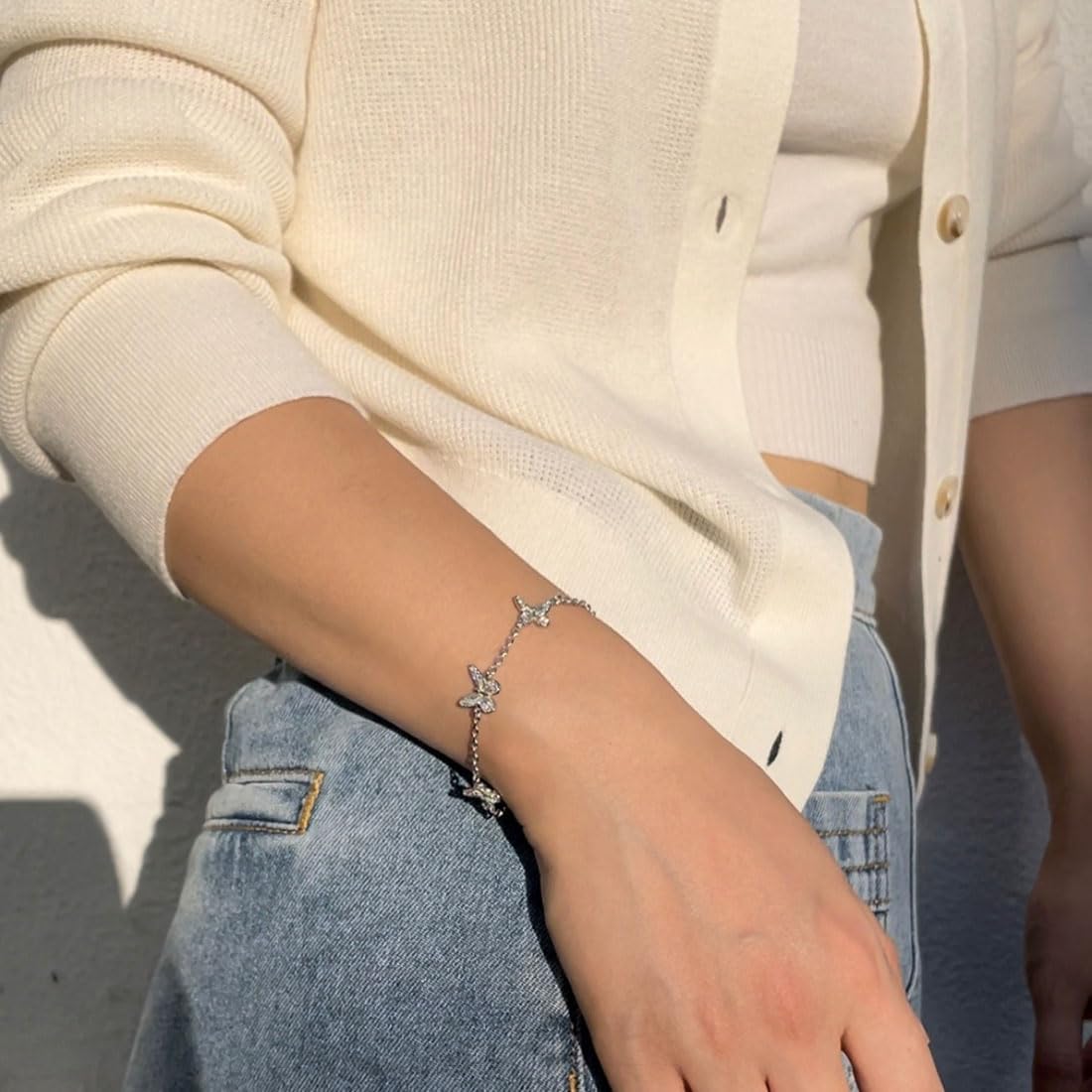 Butterfly Evil Eye Bracelets for Women Girls 18K Gold Plated with Cubic Zirconia Jewelry Gifts for Woman Wife Her Girlfriend Teens - Image 6