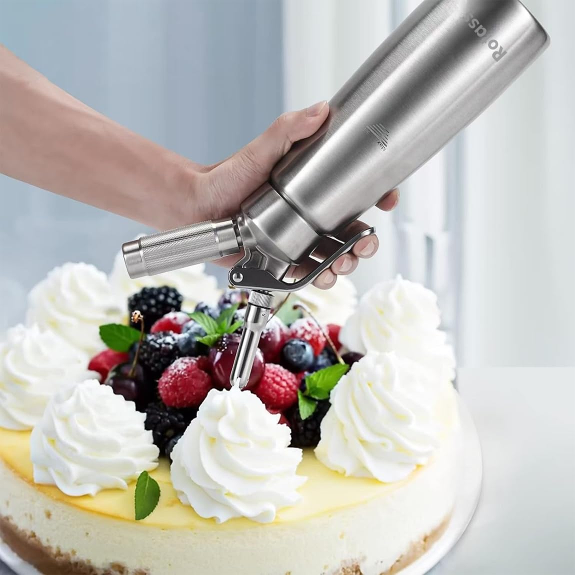 Dispensador de crema batida de acero inoxidable de 500 ml con 3 boquillas, pulverizador de crema para postres, batidor de crema, sifón de crema, sifón de crema, botella de espuma, fabricante de