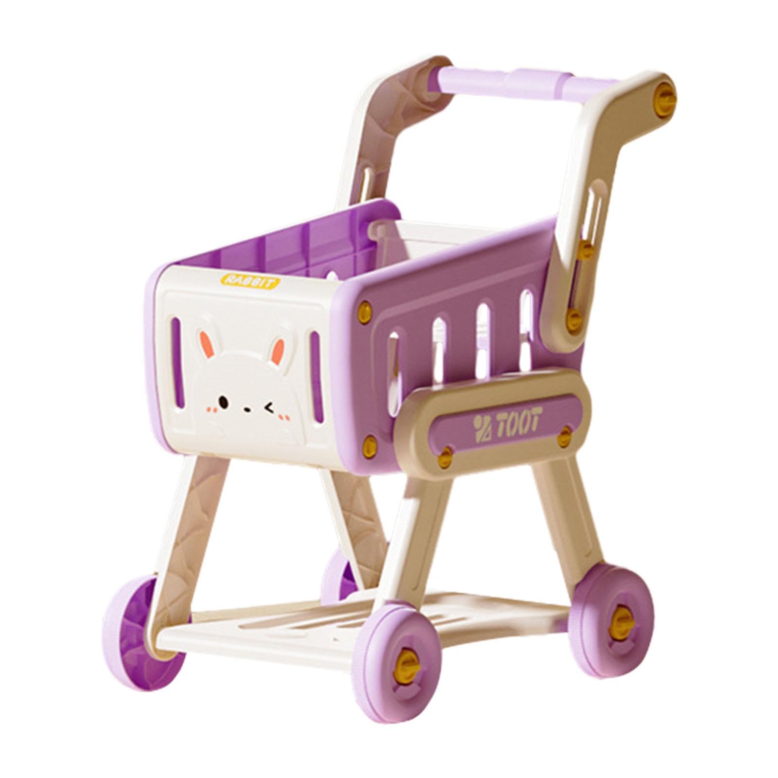 Carrito de Compras para Niños, Carrito de Supermercado de Juguete para Juegos de rol, Carrito de Supermercado para Niños Y Niñas, Violeta