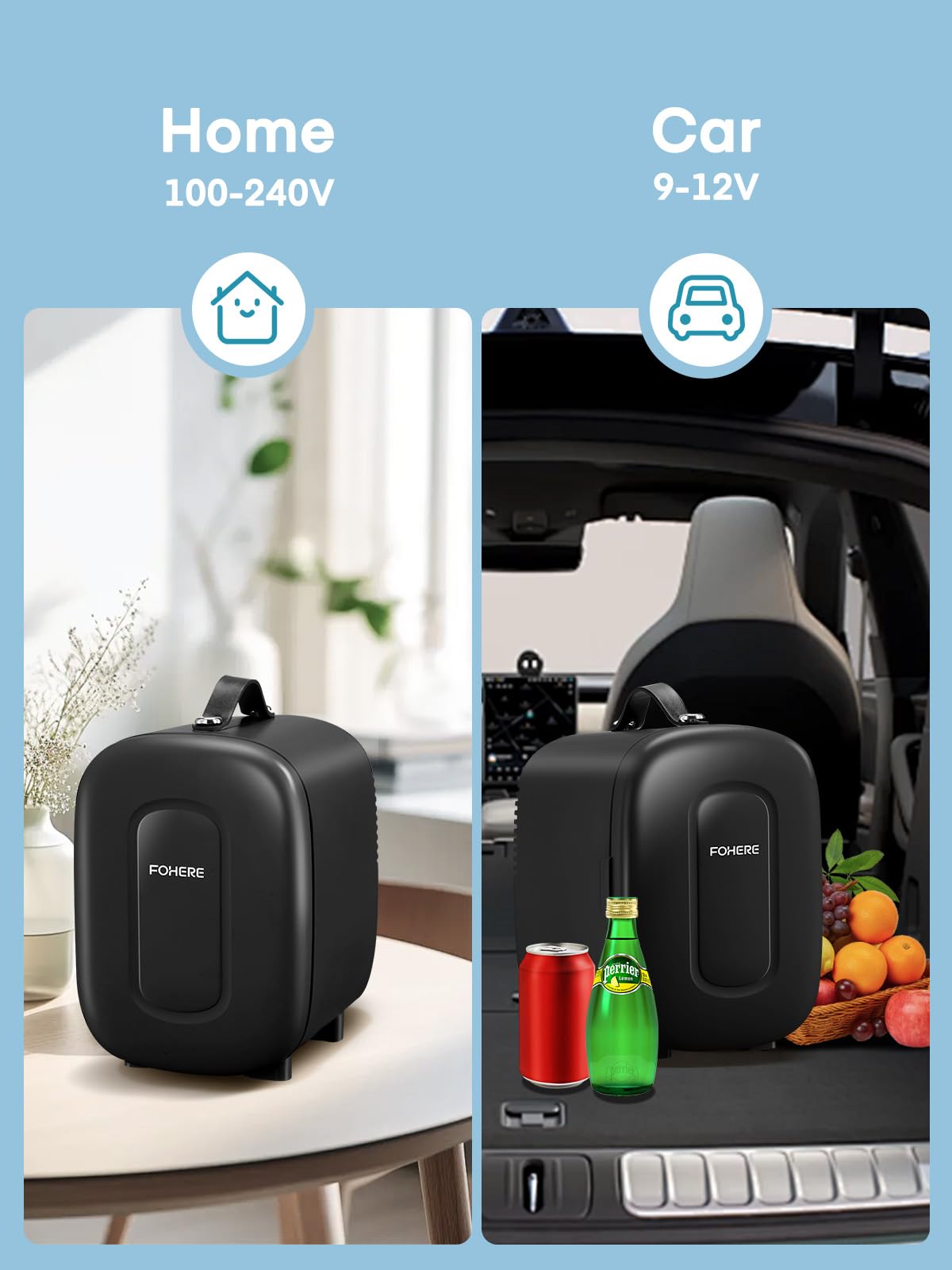 FOHERE Mini Frigo 2 in 1, Frigorifero Portatile da 5 Litri