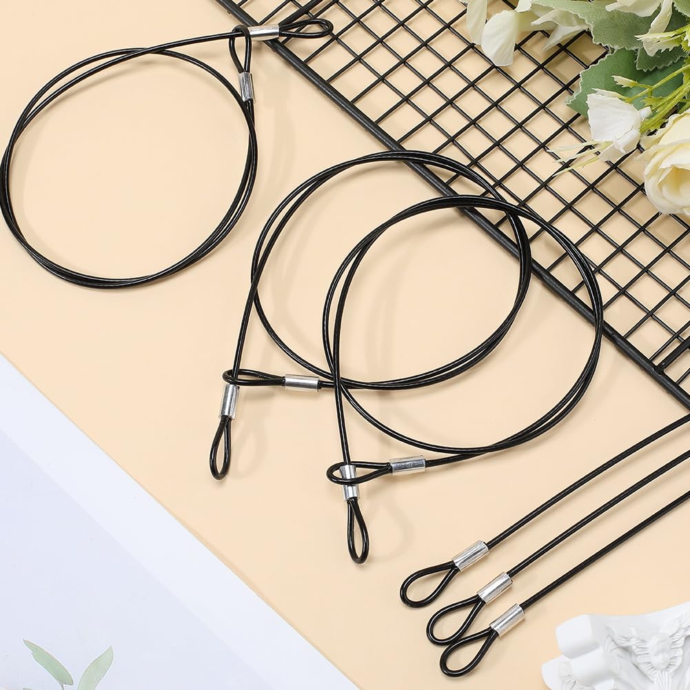 GORGECRAFT 6pz Cavo di Sicurezza in Acciaio da 100cm Cavo di Sicurezza da 4mm Cavo in Acciaio Inossidabile con Rivestimento Trasparente Lucchetto per Bagagli Fune Metallico con Doppi Anelli Corda