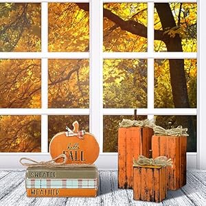 Bencailor 7 Pcs Fall Decorations for Home Farmhouse Pumpkin Table Block Decoration Retro Autumn Wooden Stacked Books Bundle for Fall Thanksgiving Home Table Centerpieces Tiered Tray Decor Bencailor 7 Pcs Fall Decorations for Home Farmhouse Pumpkin Table Block Decoration Retro Autumn Wooden Stacked Books Bundle for Fall Thanksgiving Home Table Centerpieces Tiered Tray Decor
