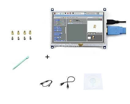 Waveshare 5-Inch HDMI LCD Touch Screen Display - Resistive Touch, HDMI Interface, Supports Raspberry Pi, Banana Pi, Beaglebone Black