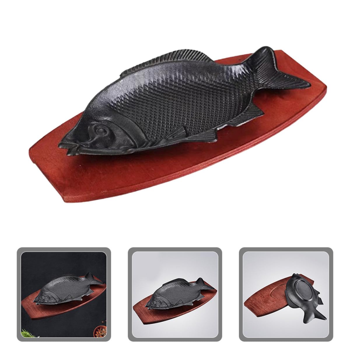 OSALADI Plato de Pescado de Hierro para Asar, Bandeja para Servir con Superficie Lisa, Resistente para Uso Doméstico, Adecuado para Barbacoas, Reuniones Familiares y Comidas al Vapor