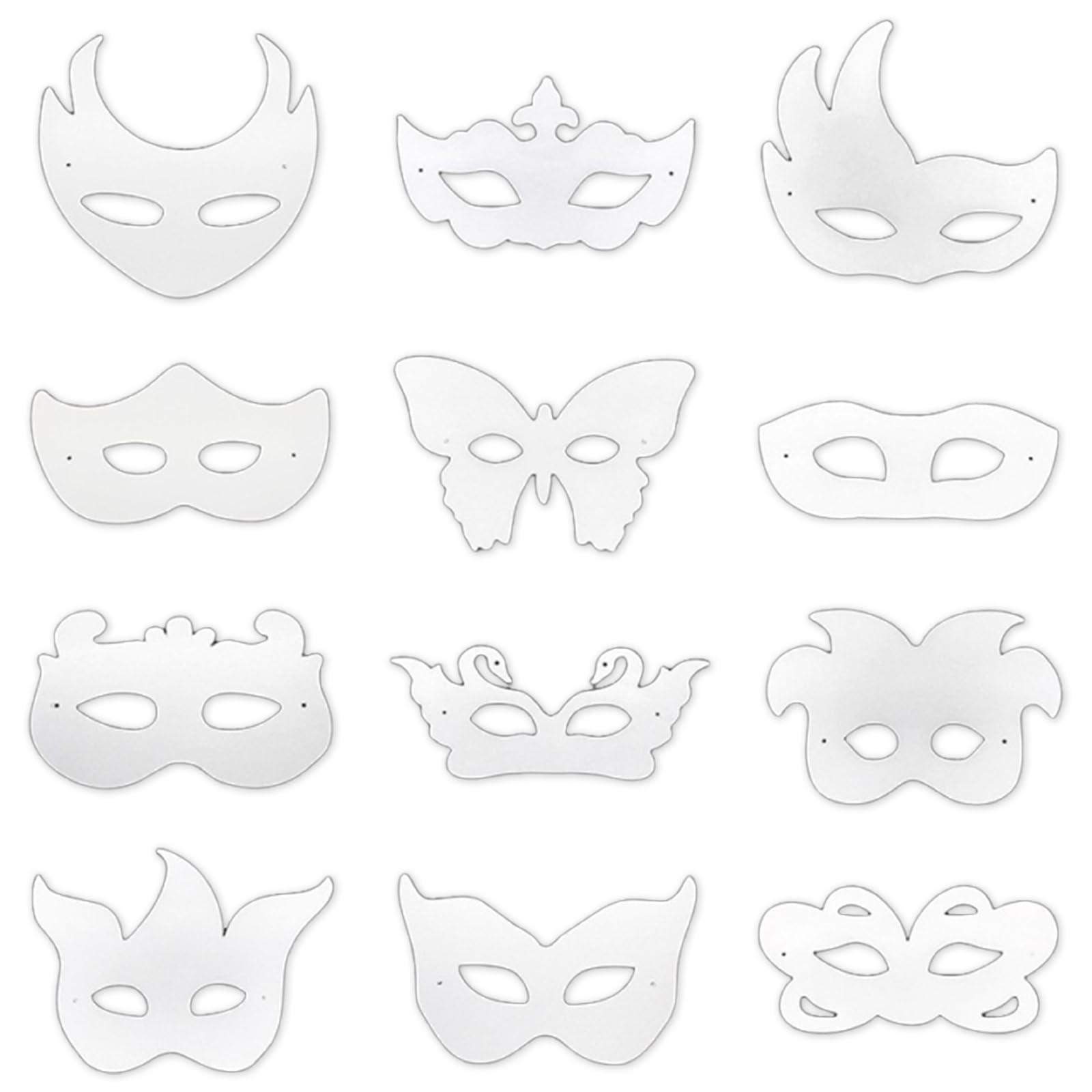Hedayu 12 Pcs White Masquerade Mask, Personalised Half Face Masks, Unpainted Plain Mask Making Kit For Hand Painting Diy Halloween Mardi Gras Cosplay Party