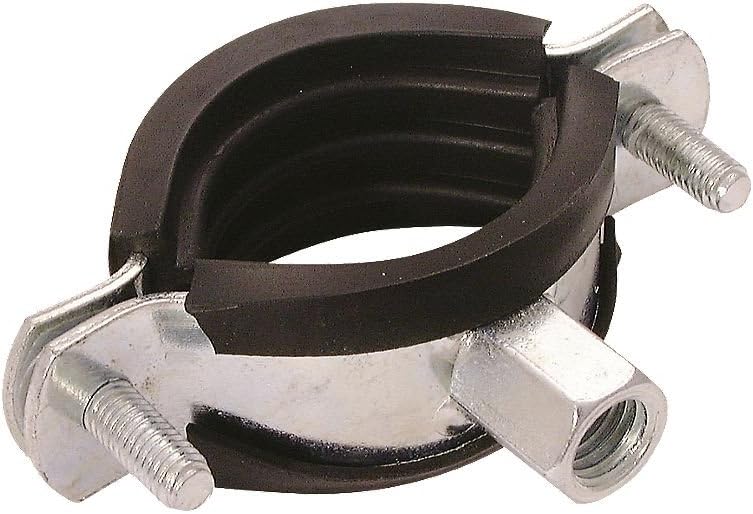 Tesla 32-36mm Rubber-Lined Pipe Clips Black / Steel 5 Pack