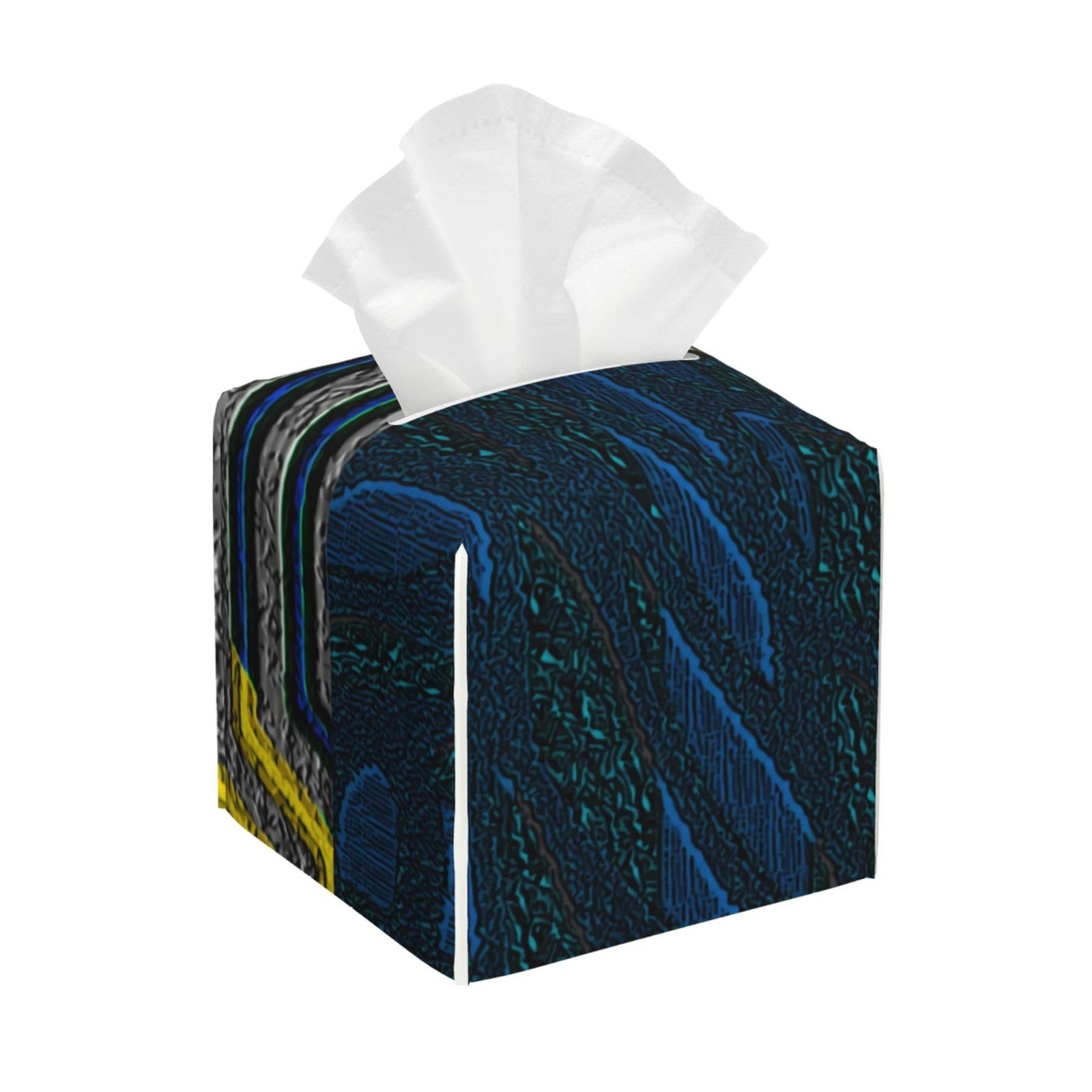 Kuba Cloth Print Tissue Box Cover, Fashionable Decorative Storage Box, Suitable for Most Places
