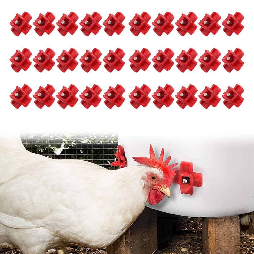 Abreuvoir Automatique Wakects Pour Volaille - 5 Pièces Rouge - Tube 20mm/25mm - Pour Poules, Oiseaux