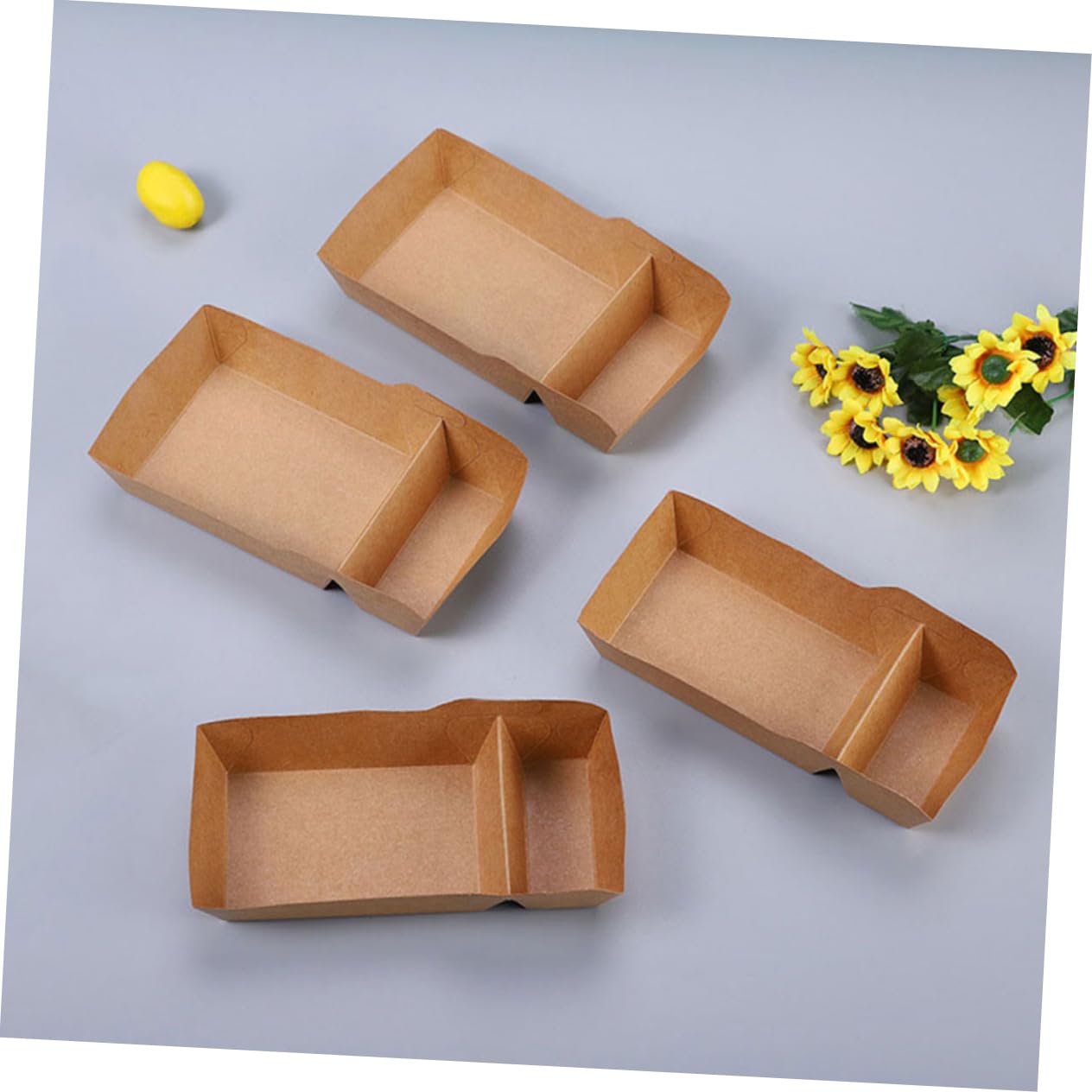 MAGICLULU Scatola Snack Marrone in Carta Doppio Scomparto da 440ml, Confezione da 50 Pezzi, per Nachos e Hot Dog in Attività di Ristorazione e Picnic