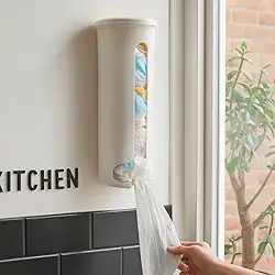 Dispenser de Sacolas Plásticas para Parede, Suporte Organizador com Sistema Puxa-Saco (Branco)