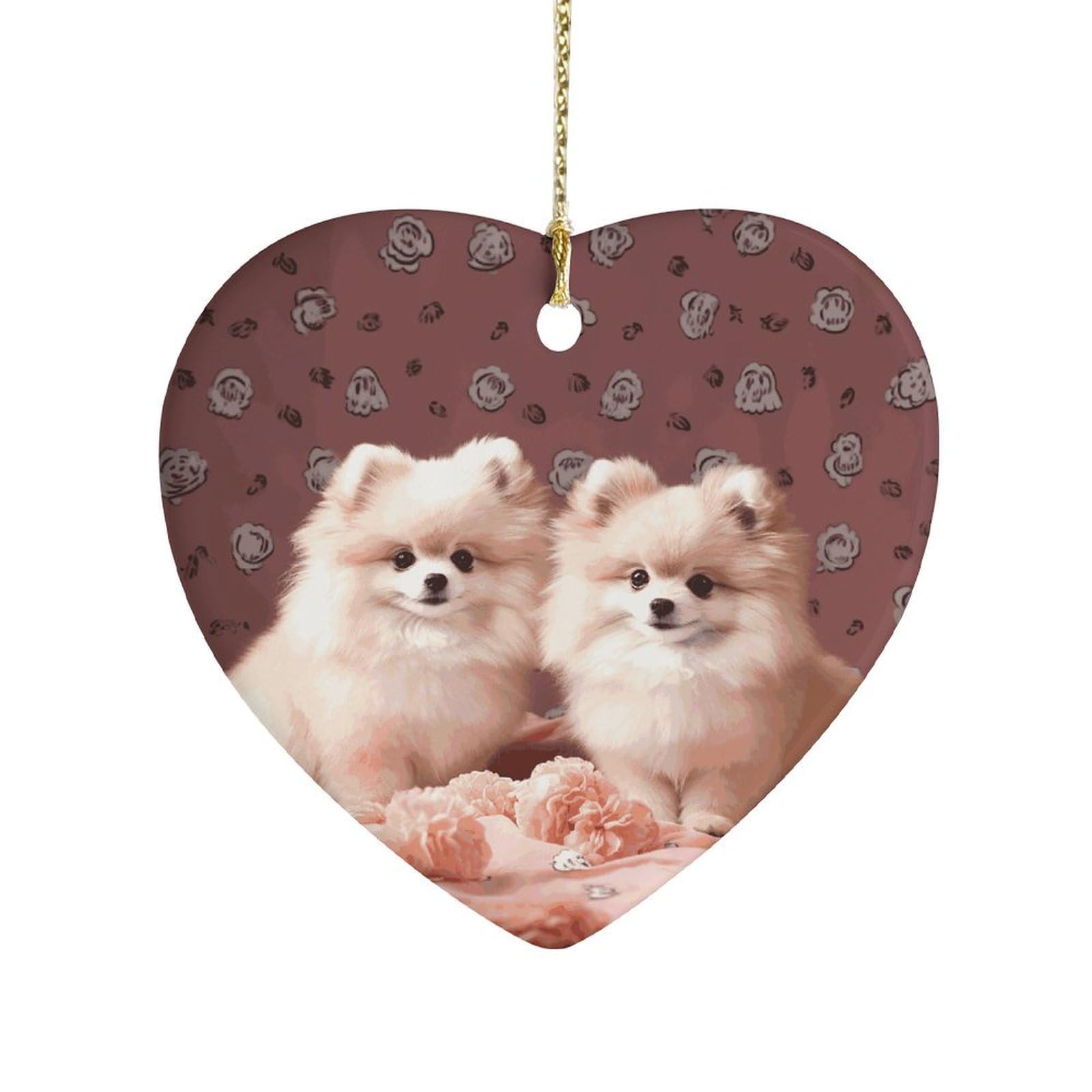 Fekiloot Style Pomeranians Puppies And Point Ceramic Ornament Home Decor Keepsake