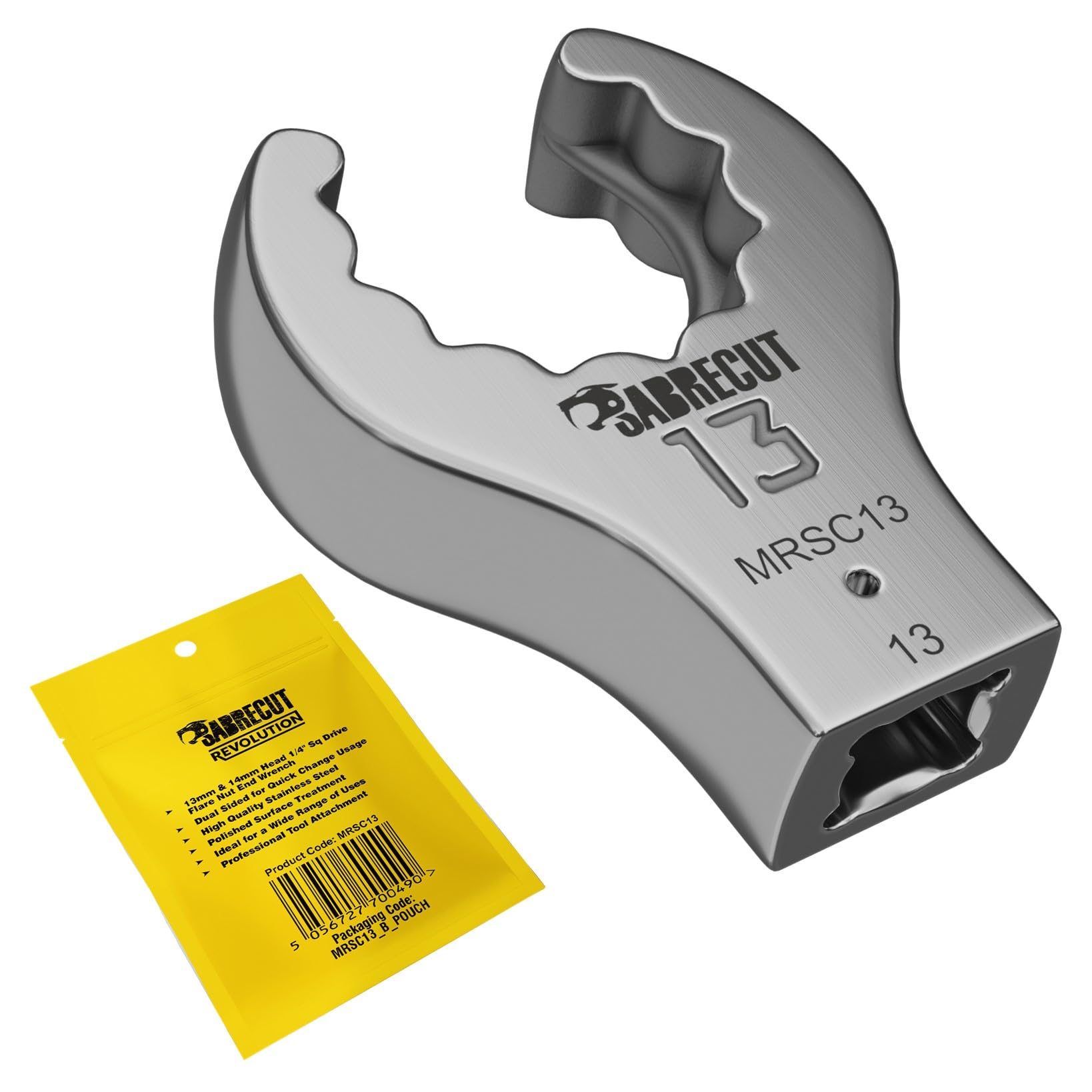 SabreCut 1 x MRSC13 13mm/14mm Dual Sided Flare Nut Wrench Attachment for 1/4" Square Drive Tools