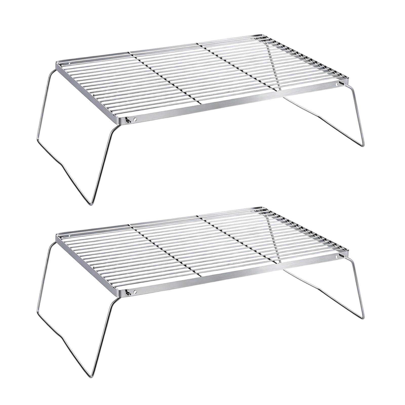 2pcs Campfire Grill Grate, Folding Campfire Grill Portable Campfires Grills Grate Stainless Steel Campfires Cooking Equipment Small Camping Grills Grates for Outdoor Barbecue Stand