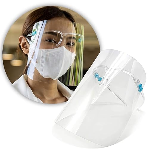 Artnaturals Protector facial – Paquete de 5 – Reutilizable – Marco de gafas transparente – Máscara protectora de visera de cara completa –