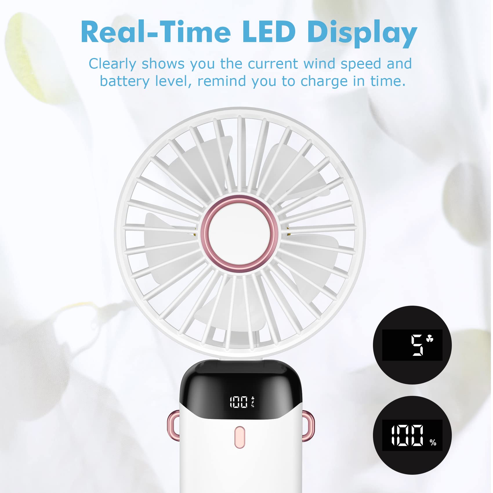 Ventilatore Portatile Ricaricabile - 5 Velocità, Batteria 4200mAh, Pieghevole Per Esterno E Ufficio - Foto 11