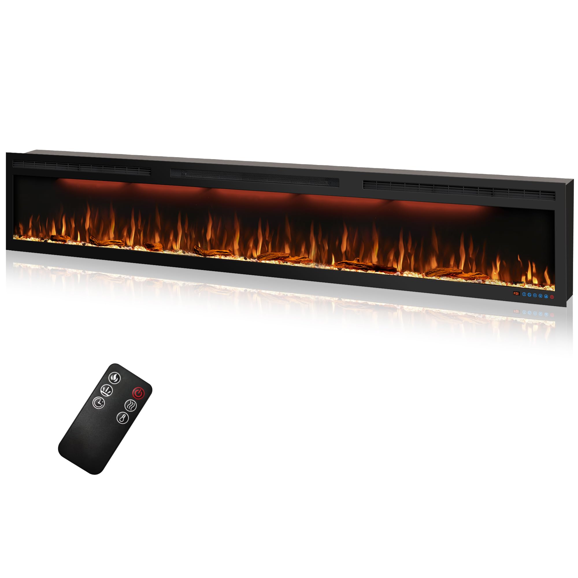 Photo 1 of ***TRUCK/TRAILER PICKUP ONLY******FACTORY SEALED - OPENED FOR INSPECTION***
95 inches Electric Fireplace, Recessed and Wall Mounted Fireplace Heater and Linear Fireplace Inserts, with Timer, Remote Control, Adjustable Flame & Light Colors, 750W/1500W, Bla