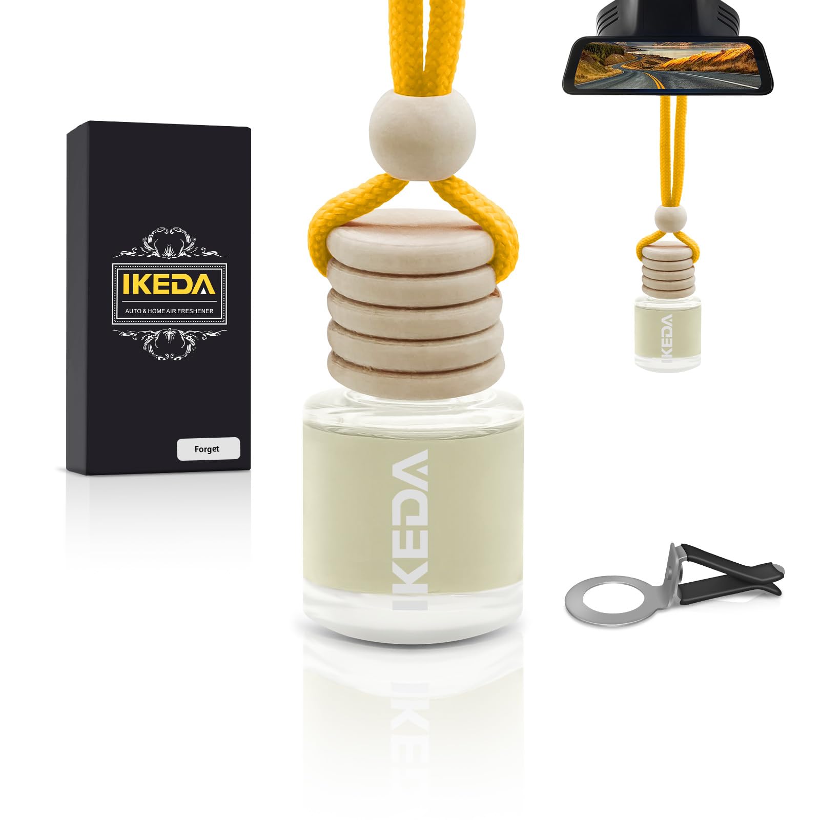 Ikeda Auto-Lufterfrischer für Männer und Frauen, 45+ Tage lang anhaltender Duft, hängende Lufterfrischer-Düfte, mit Clip, perfekt für Auto und Zuhause, Vergessen,10 ml / 1 Stück